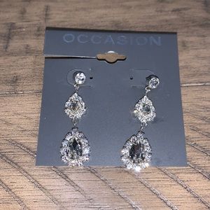 Cubic zirconia double tear drop sparkly earrings